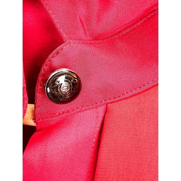 Lucie Brochard Top Womens S Red Silk French Designer Button Down Architectural - Picture 12 of 15